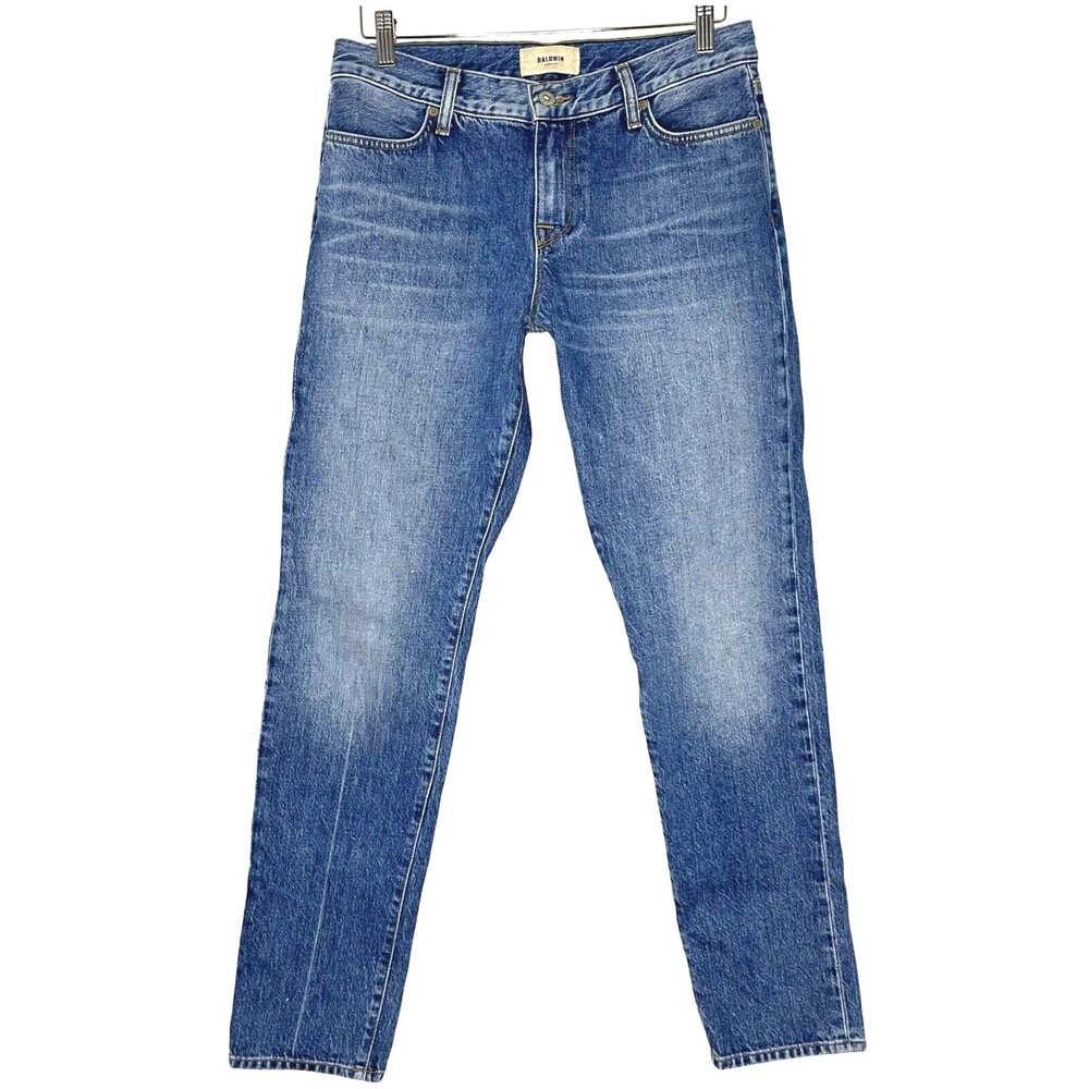 Baldwin Kennedy Low Rise Boyfriend Womens 27 Blue Cotton Taper Button Fly USA